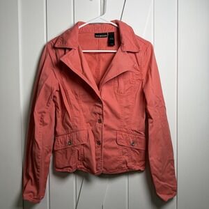 DKNY Jeans Orange/Peach Denim Jacket Size Medium 100% Cotton Y2K Vintage Casual